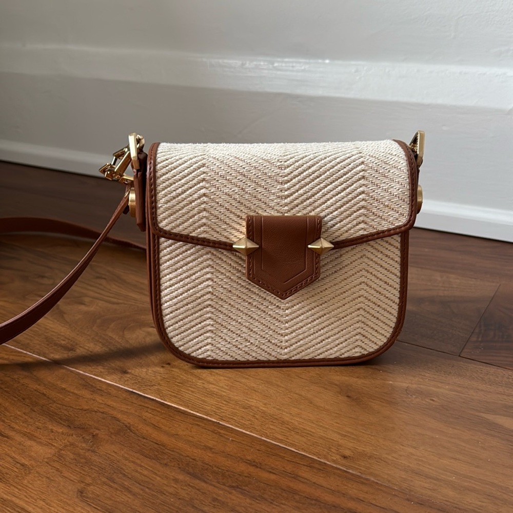 Pourchet Paris Sevres Crossbody Shoulder Bag with Leather Trim